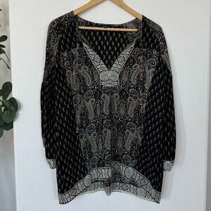 Tolani Paisley 100% Silk Anthropologie Peasant Blouse